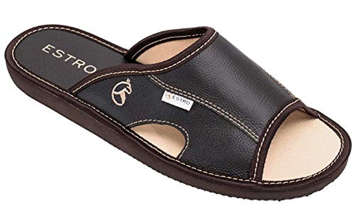 Productos ESTRO Zapatillas De Casa Hombre Piel De Carnero Pantuflas Casa Hombre Suela