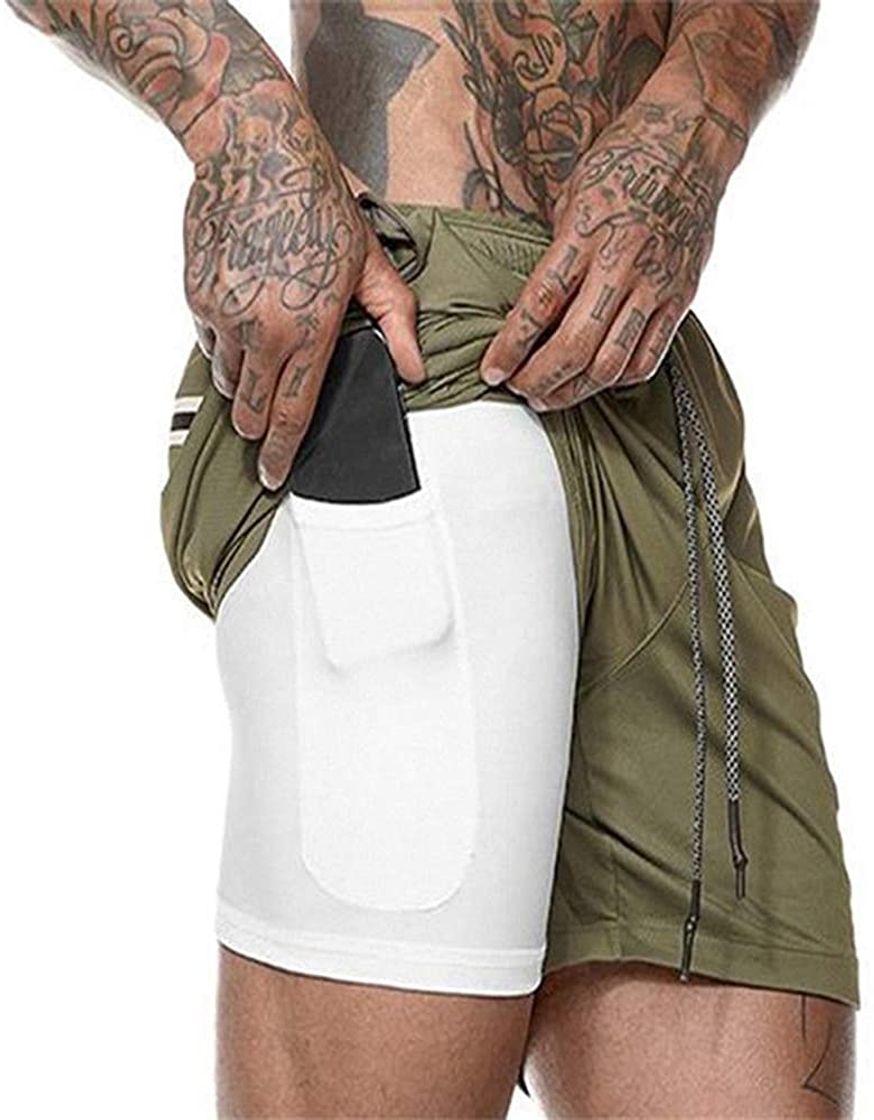 Social XDSP Pantalón Corto para Hombre,Pantalones Cortos Deportivos para Correr 2 en 1