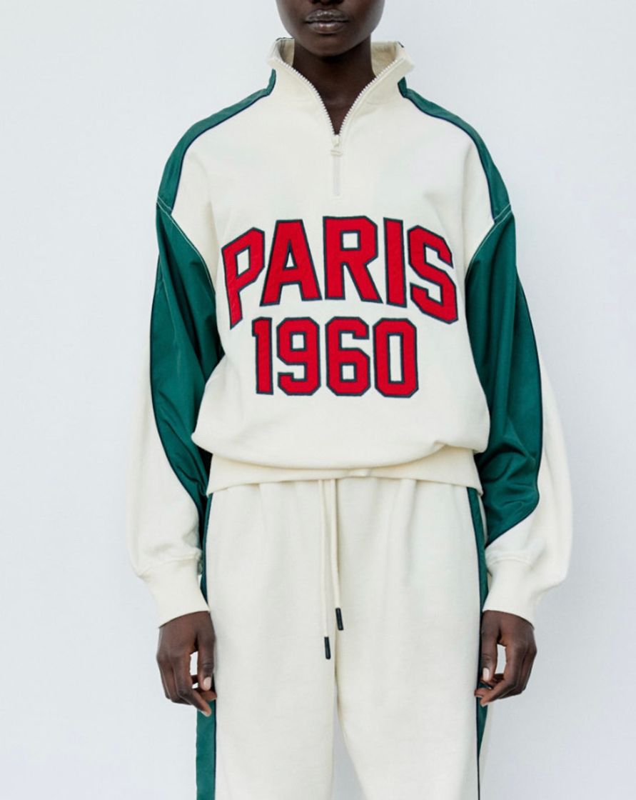 Fashion CONTRASTING “PARIS” SWEATSHIRT - Ecru