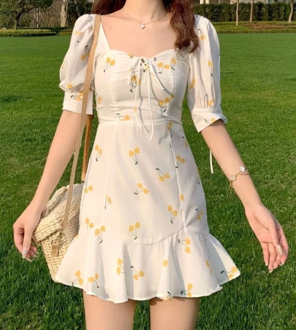 Social Fresh Cherry Print White Dress