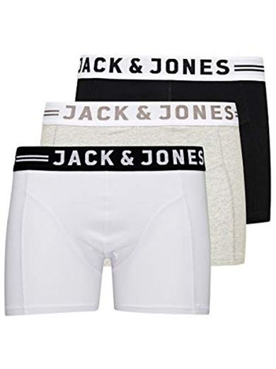 JACK & JONES Sense Trunks 3-Pack Bóxer, Light Grey Melange, Medium