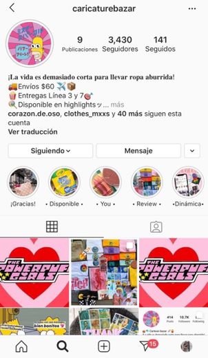 Bazar de Instagram.