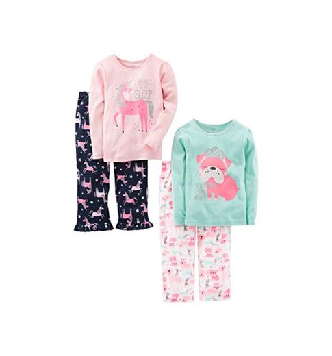 Simple Joys by Carter's Pijama de 4 piezas para niñas pequeñas y