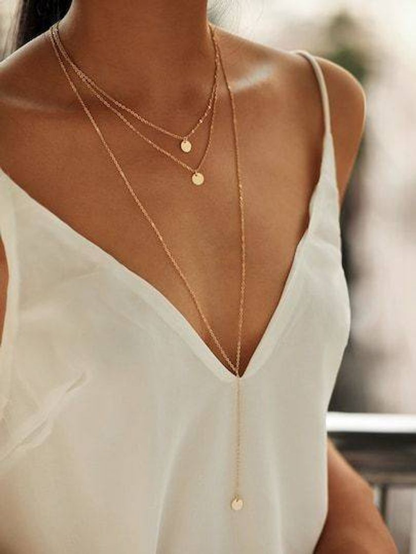 Products Round Pendant Layered Necklace Set