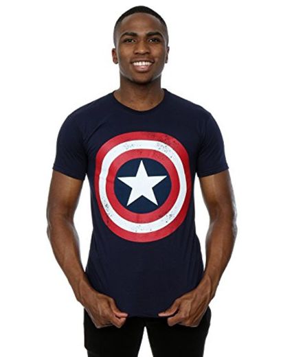 Marvel Camiseta de hombre de Capit¨¢n America Distressed Shield
