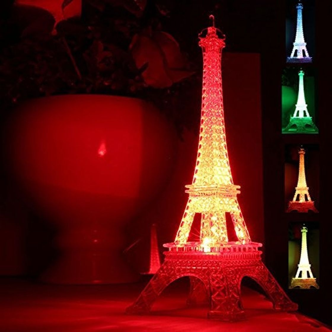 Product Lámpara LED Colorido Torre Eiffel Luz de noche París Estilo Decoración Moda Escritorio Dormitorio Acrílico Luz