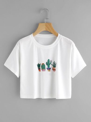 Camiseta con estampado de cacto