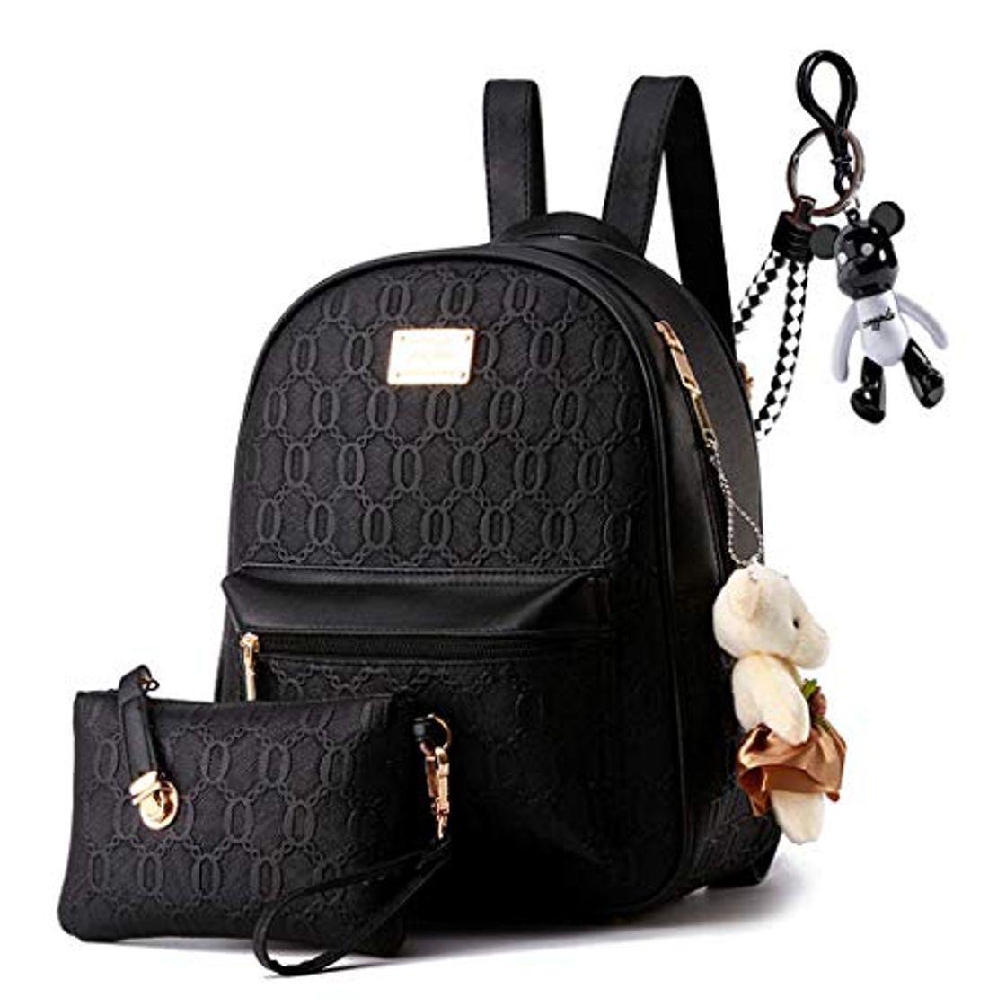 Product AINUOEY Mujer Bolsos Mochila Vestir Antirobo Pequeña Casual Bandolera Cuero Hombro Piel de PU Fekete