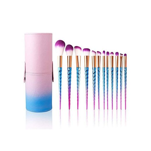 Brochas de Maquillaje,12 pcs Pinceles de maquillaje profesional con estuche, Pincel de