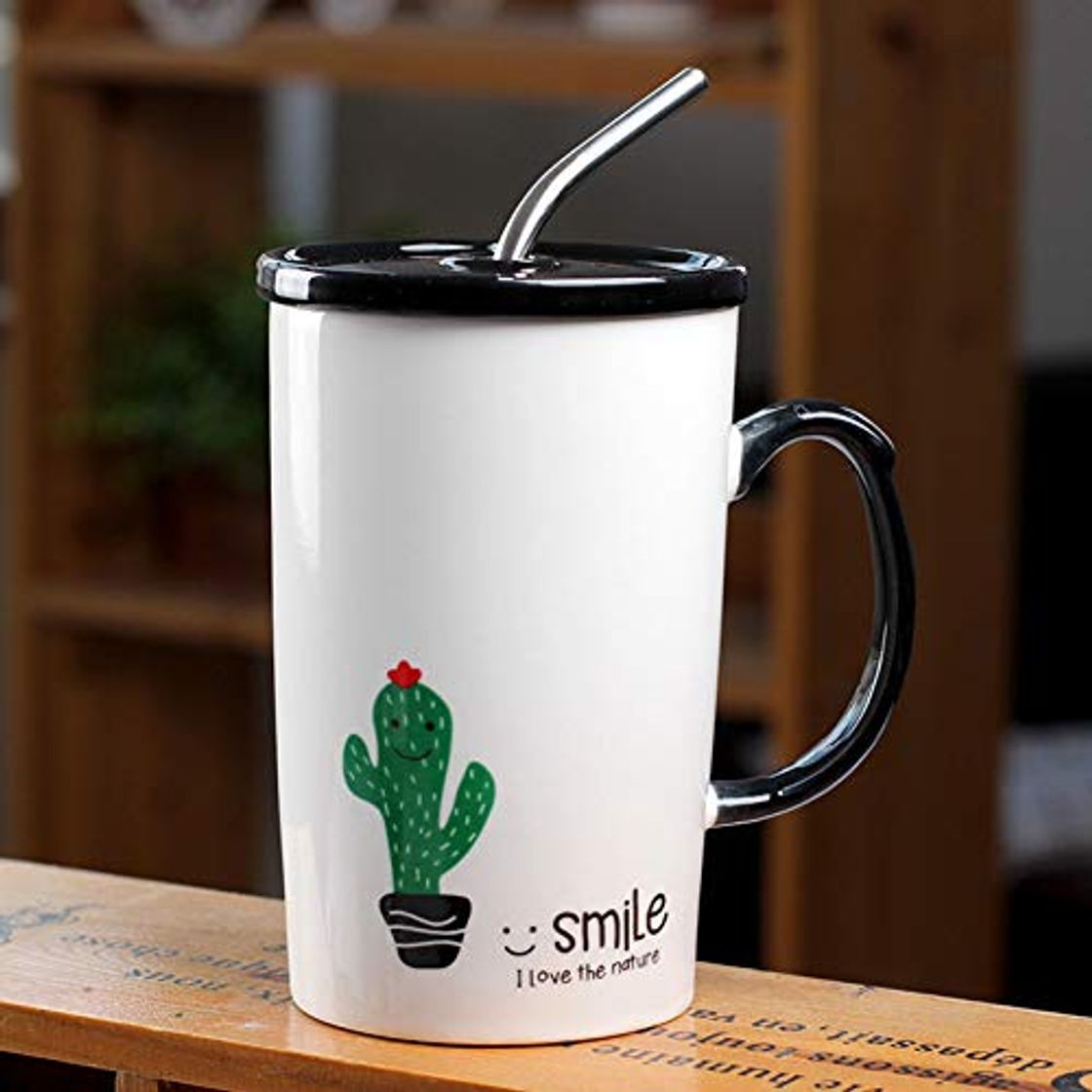 Products Erjialiu 450 Ml Cactus Taza De Cerámica Manija Taza de Paja Oficina