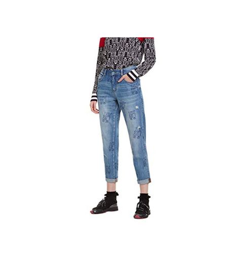 Desigual Trousers Robots Vaqueros Boyfriend, Azul