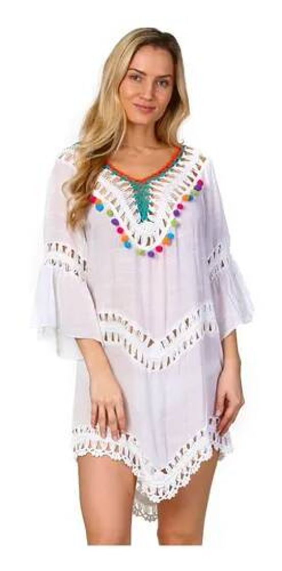 Moda 😍😉Cover Up Salida De Playa Vestido Bordado

