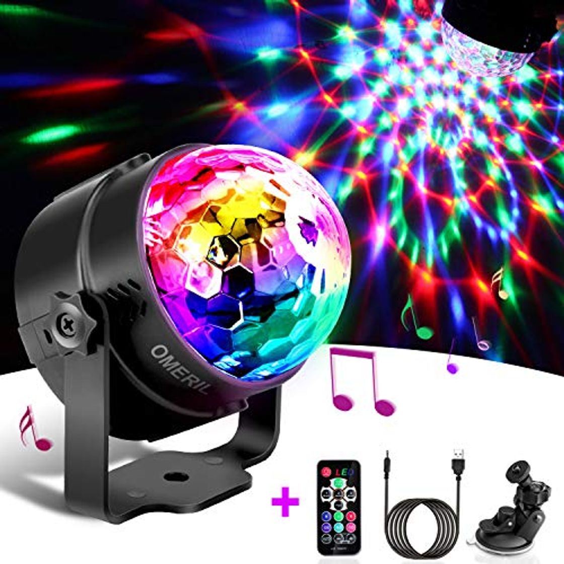 Place Luces Discoteca OMERIL Bola Discoteca con 4M Cable USB