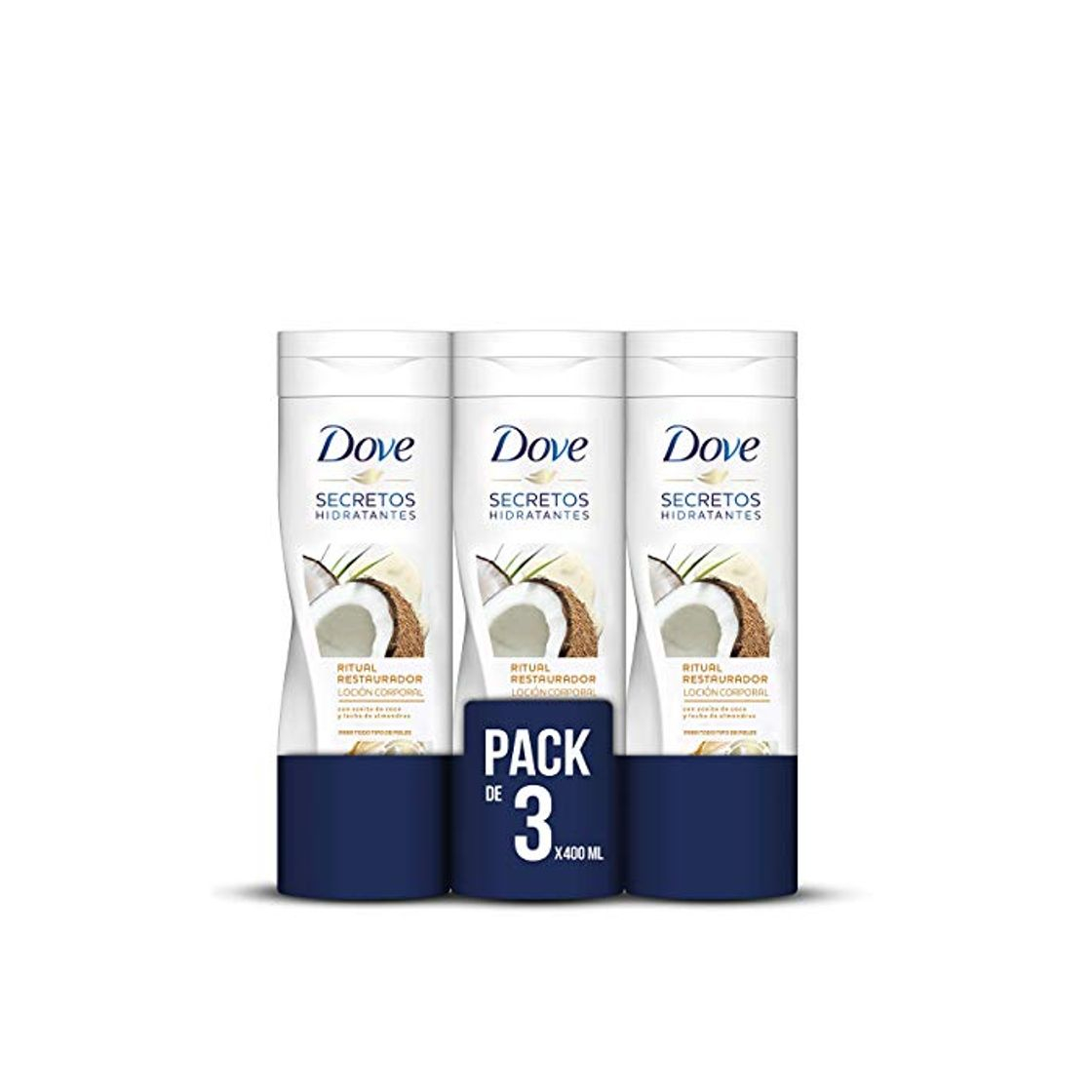 Social Dove Loción Coco - 3 Paquetes de 400 ml - Total