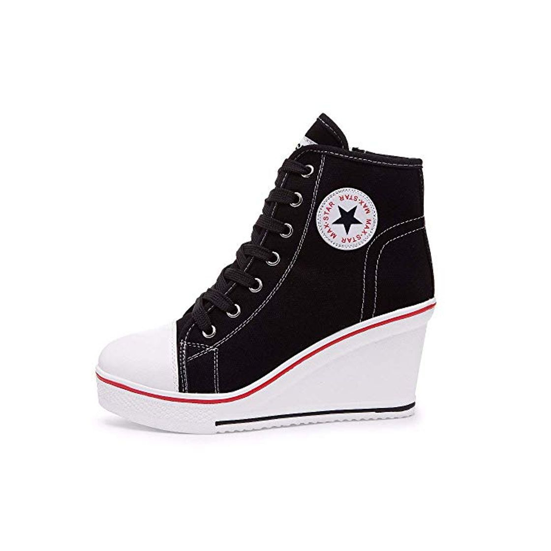 Social Mujer Cuñas Zapatos 35-43 EU De Lona High-Top Zapatos Casuales Talla Grande