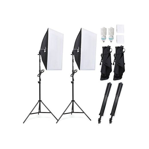 Amzdeal Softbox Focos Kit Iluminacion Fotografia con 2 Ventana de Luz 135W