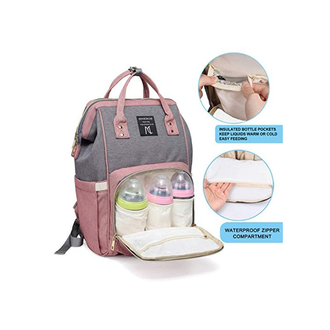 Product Mooedcoe Mochila Pañales Maternal Bolso Carro Bebé Mochila Carrito Bebe Impermeable