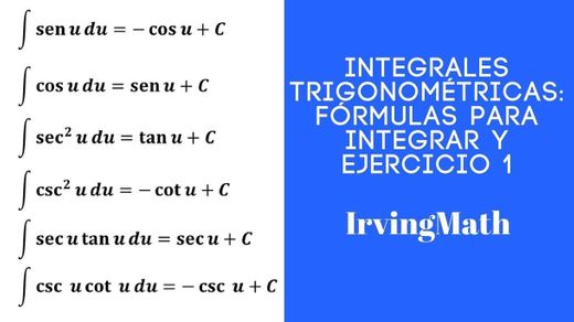 Integrales trigonometricas. Fórmulas para Integrar e Integral de una ...