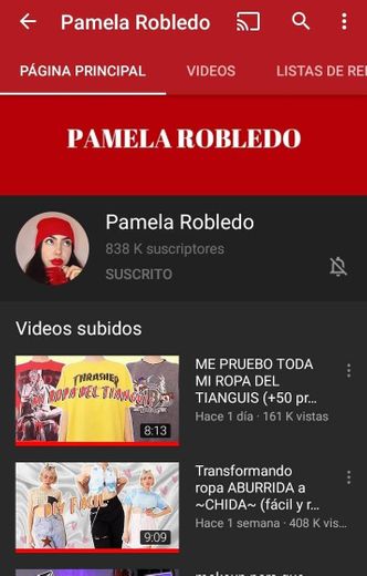 Canal de youtube de Pamela Robledo 