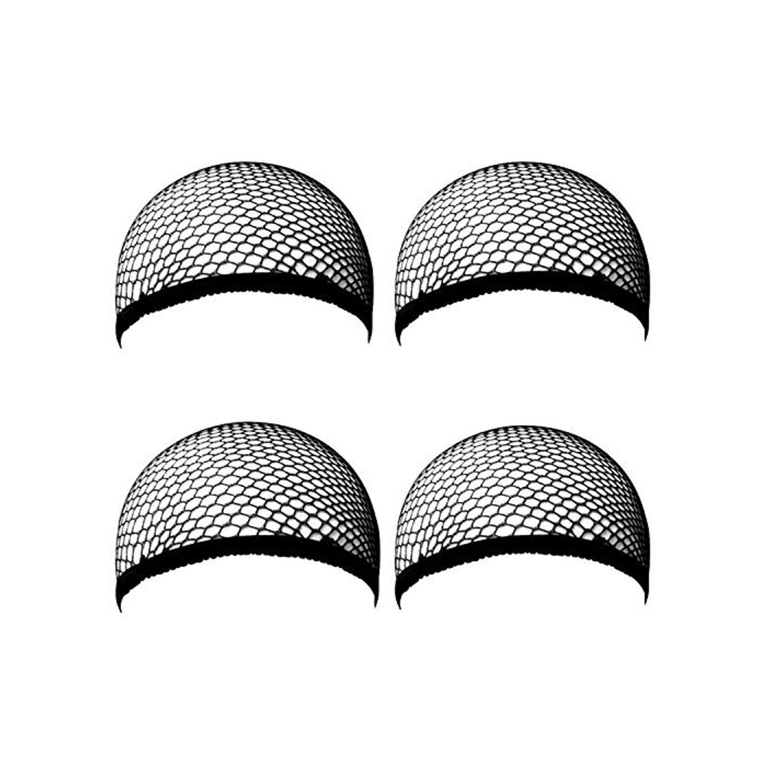Social Ouinne 4 Piezas Gorras de Peluca Elásticos Negro Malla para Mujeres y Hombres