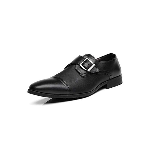Cómodo de llevar negocios de Oxford for los hombres zapatos de vestir formal con Resbalón de la hebilla del cinturón de piel de microfibra en punta del dedo del pie del casquillo sólido de color clási