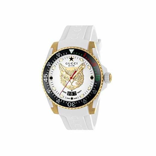 Gucci Reloj de Buceo cauuciu Carcasa Blanca con pvd con Oro Amarillo
