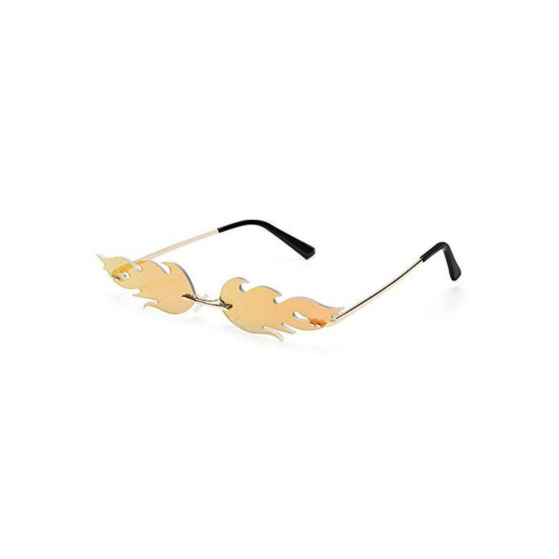 Nobrand Unisex Fire Flame Sunglasses Rimless Wave Sun Glasses Uv 400 Eyewear Trending Narrow Sunglasses Streetwear