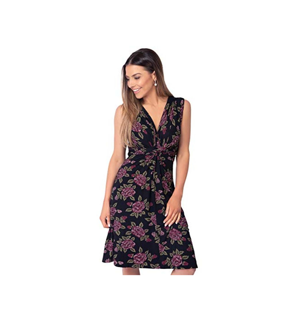 Social KRISP 6252-BLK-10, Vestido Corto Patinadora Vuelo Fruncido Busto, Negro