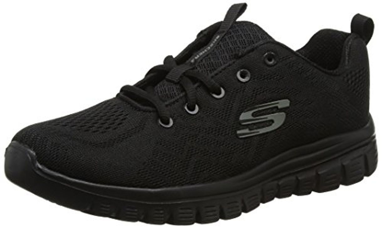 Social Skechers Women 12615 Low-Top Trainers, Black