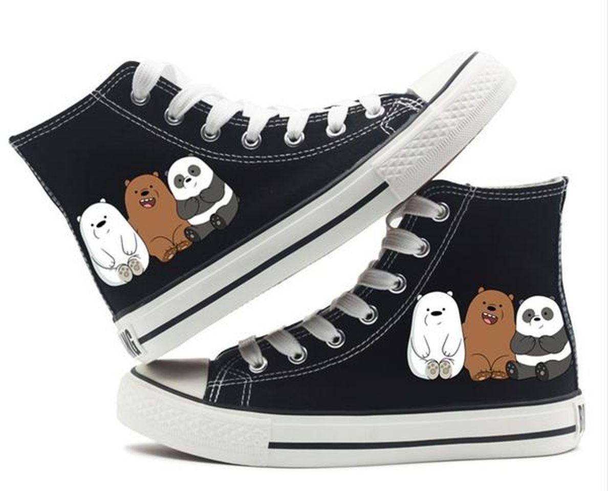 Fashion We Bare Bears Grizzly Panda Ice Bear canvas Shoes - wearGG