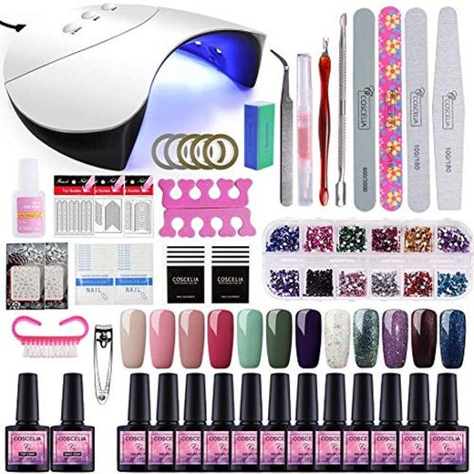 Saint-Acior 12PCS Gel Uñas Esmalte Semipermanente 8ml LED Lámpara Secador de Uñas