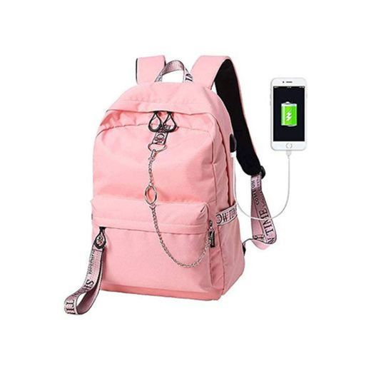 Escuela Mochila Talega de Libros Colegio Ordenador portátil USB Mochila Casual Viajes Daypack para Adolescente Chicas y Mujeres