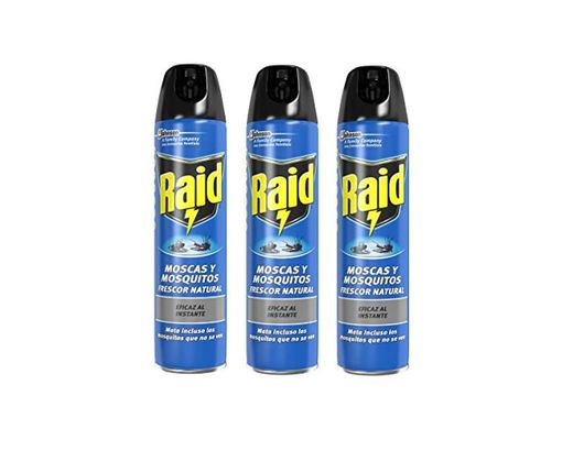 Raid Moscas y Mosquitos - Spray Insecticida, Frescor Natural, 600 ml -