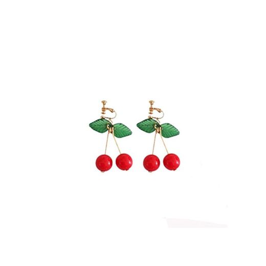 LUOEM 1 Pair Women Earrings Sweet Small Fresh Fruit Cherry Shape Ear Clips