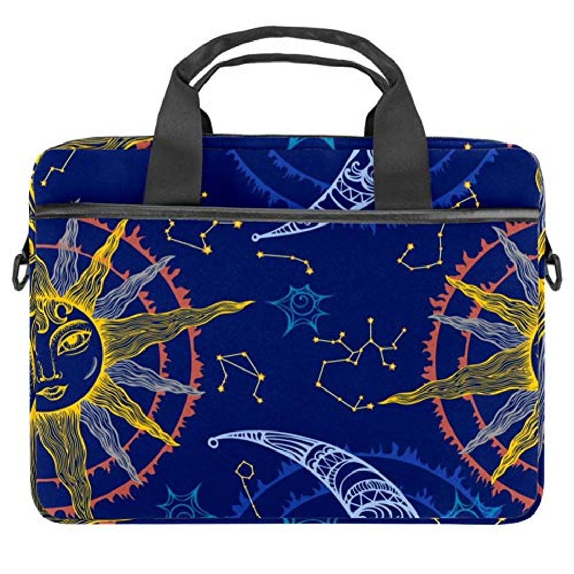 Fashion Bolsa de hombro para ordenador portátil de 15 pulgadas con asa y correa para el hombro Sun Moon Zodiac