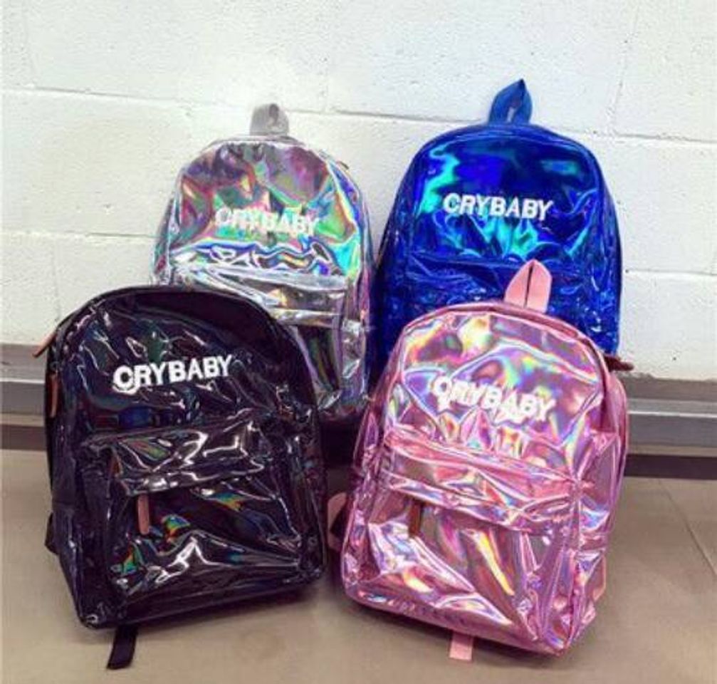 Moda Mochila holografica con bordado "Cry Baby"_ Cuatro colores_