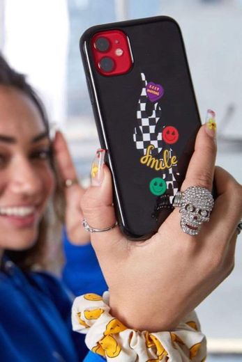 Avani Checkers And Smiles Black Phone Case