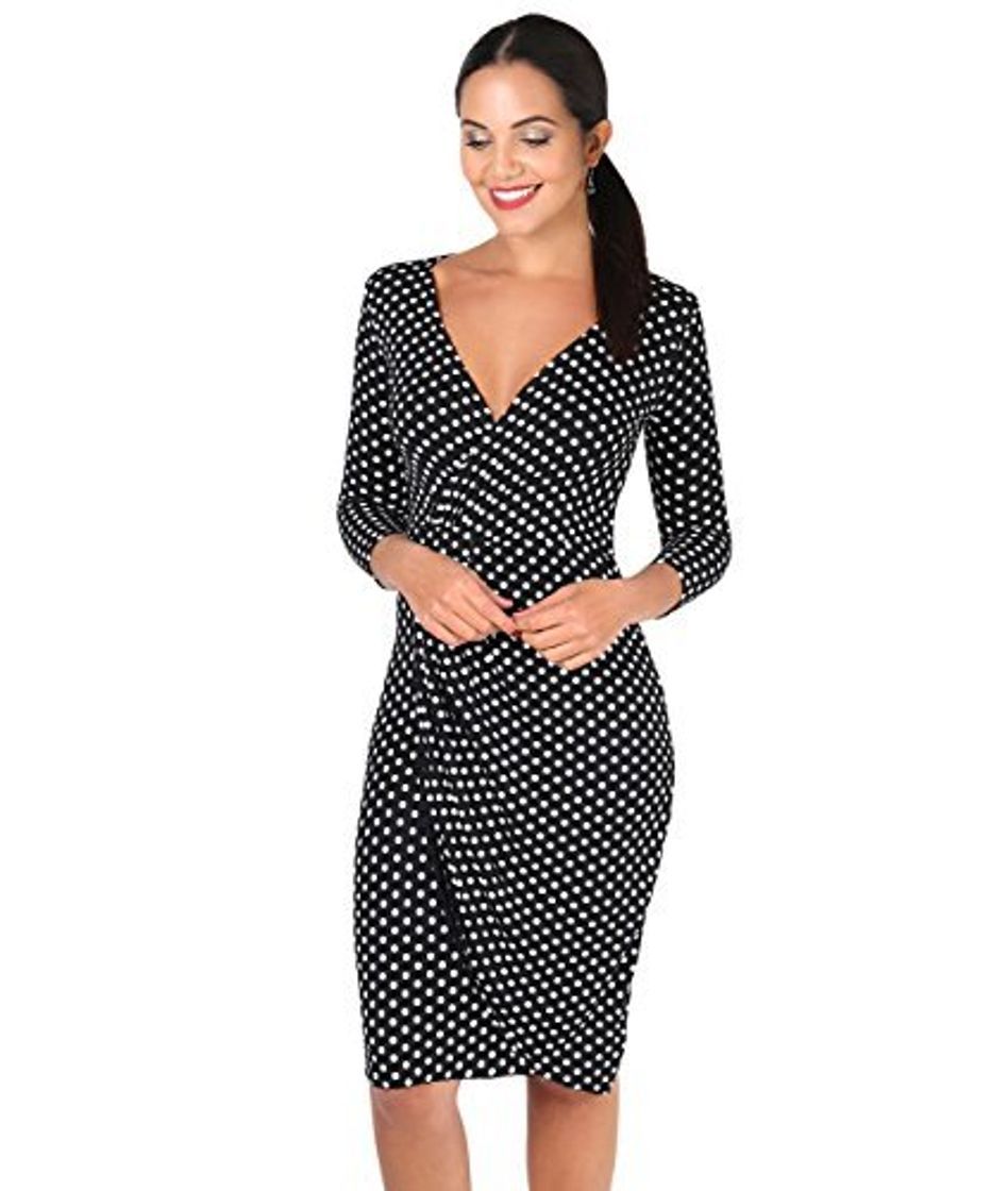 Social KRISP Vestido Moda Mujer Fruncido, Negro
