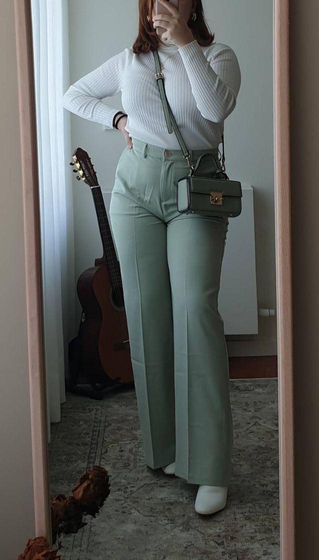 Moda High Waist Sage Green Cigarette Trouser