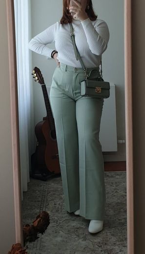 High Waist Sage Green Cigarette Trouser