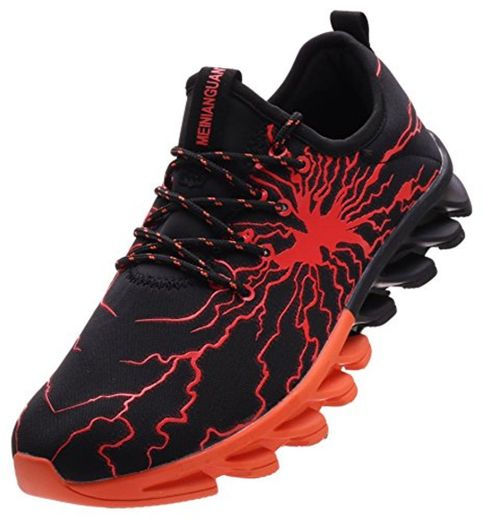 BRONAX Zapatos para Correr en Montaña y Asfalto Aire Libre y Deportes Zapatillas de Running Padel para Hombre Negro Naranja 39