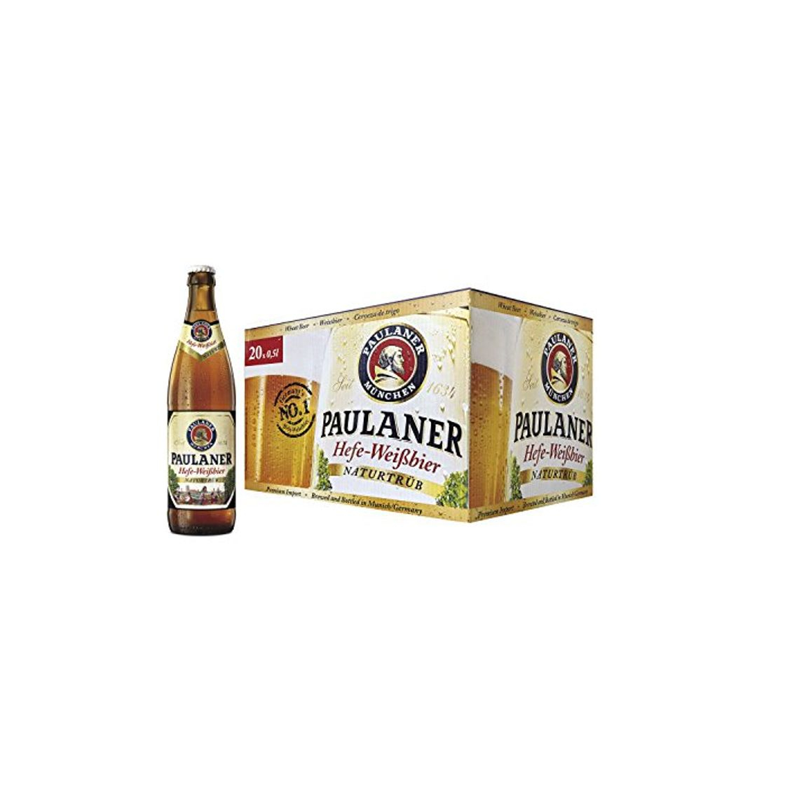 Product Paulaner Hefe Weissbier Cerveza - Caja de 20 Botellas x 500 ml