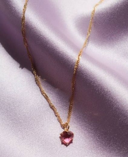 Pink Gem Heart Necklace