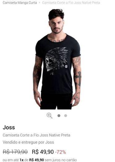 Camiseta Corte a Fio Joss Native Preta - Compre Agora | Dafiti Brasil