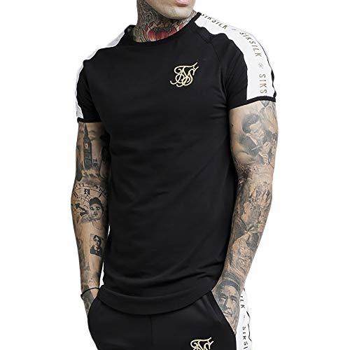 Moda Sik Silk Hombre Camiseta de Panel