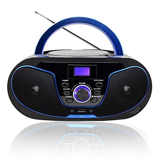 LONPOO Radio CD / MP3 Portátil Reproductor de CD con Bluetooth/ FM/