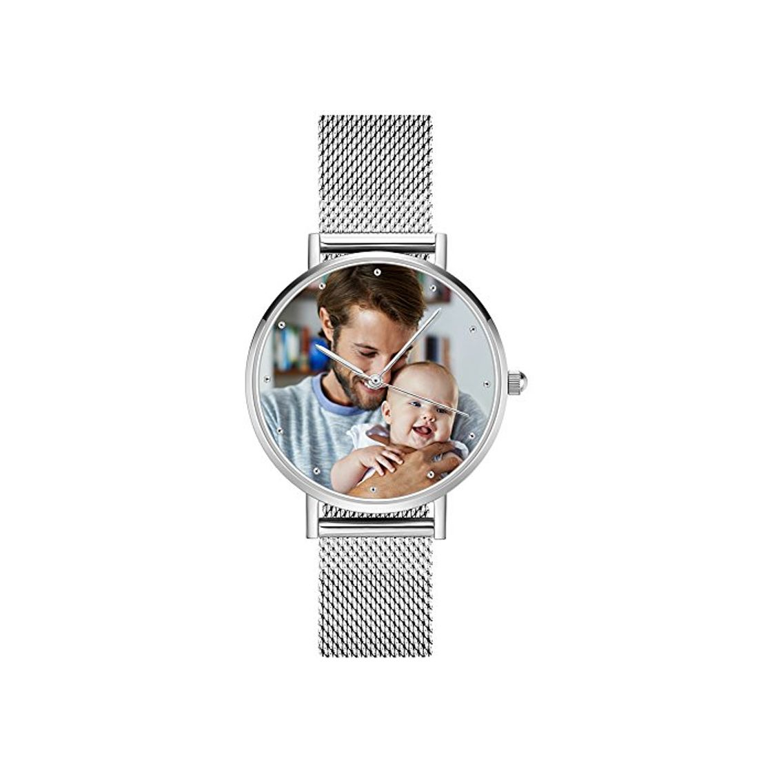 Fashion SOUFEEL Reloj Personalizado Foto y Grabado Caracteres Analógico de Cuarzo de Pulsera