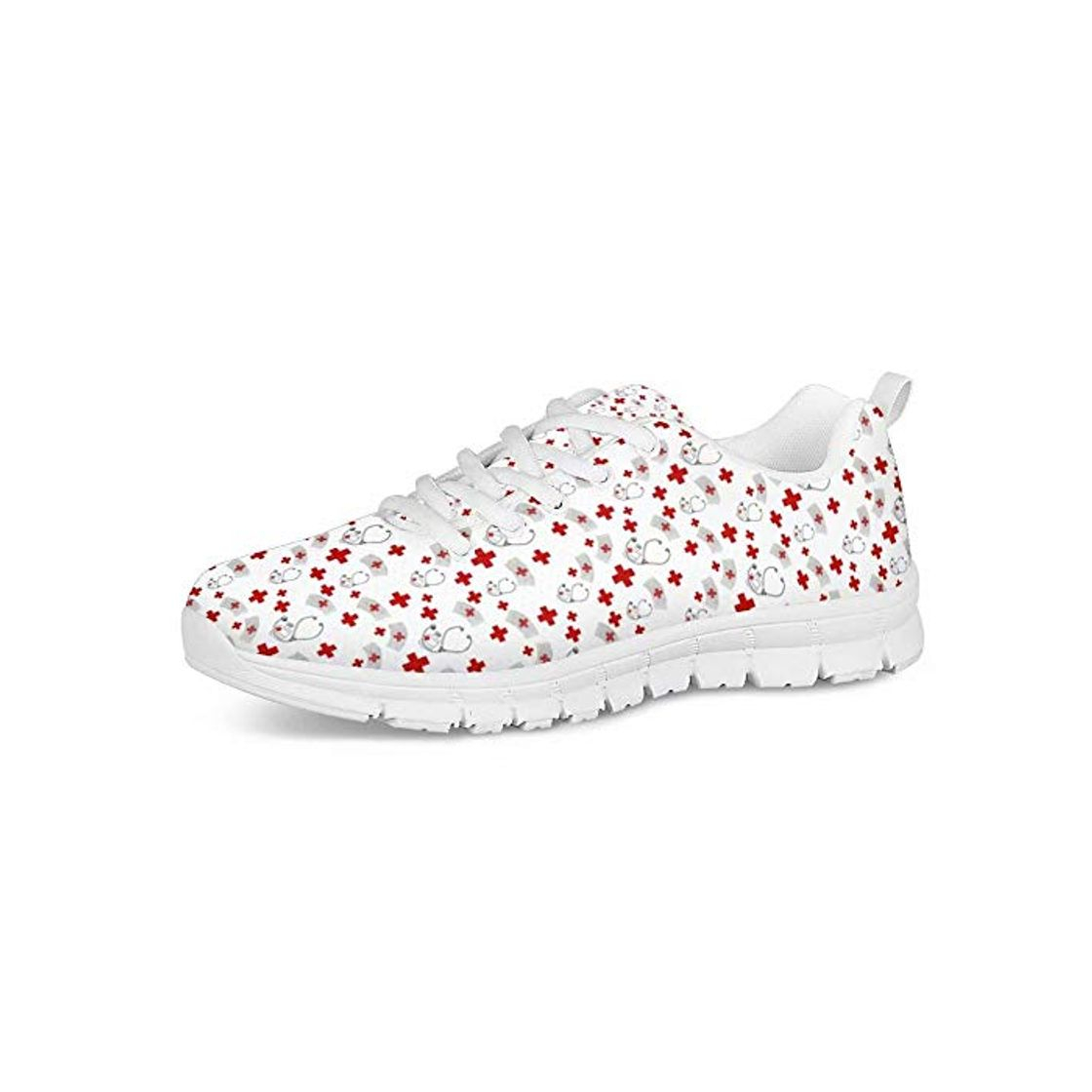 Fashion POLERO Sneaker Zapatillas de Deporte Nurse Bear Cruz Roja para Dama Mujer con Cordones 38 Talla Europea