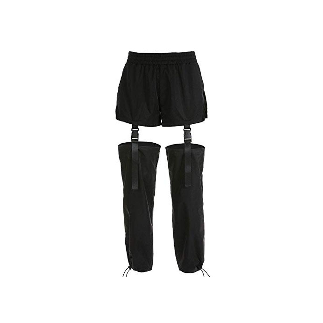 Social Pantalones de Carga góticos de Talla Grande para Mujer Pantalones Casuales de Cintura Alta Desmontables Sueltos Negros con Pantalones de Hip Hop con Hebilla de plástico