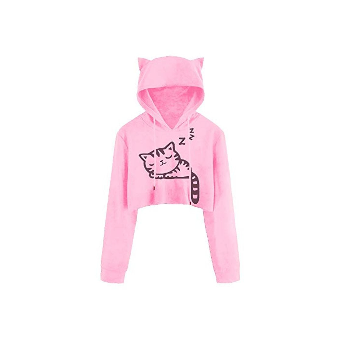 Social LOPILY Deportivo Sudadera Mujer Casual Manga Larga Cute Cat Kitty impresión Short Hoodies Blusa Top Pullover Otoño Invierno Remata Abrigo Cálido